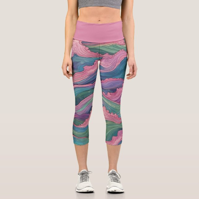 Mermaid Waves Capri Leggings (Vorderseite)