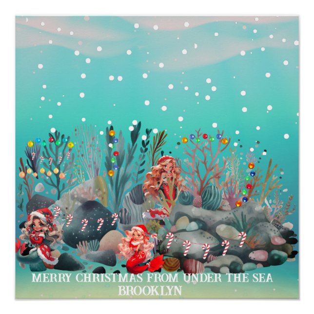 Mermaid Weihnachtsglanz-Poster Poster (Vorderseite)