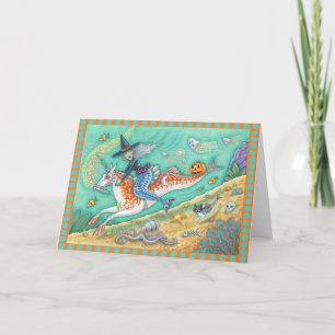 MERMAID WITCH, FANTASY MERHORSE GREETING CARD Blnk Karte