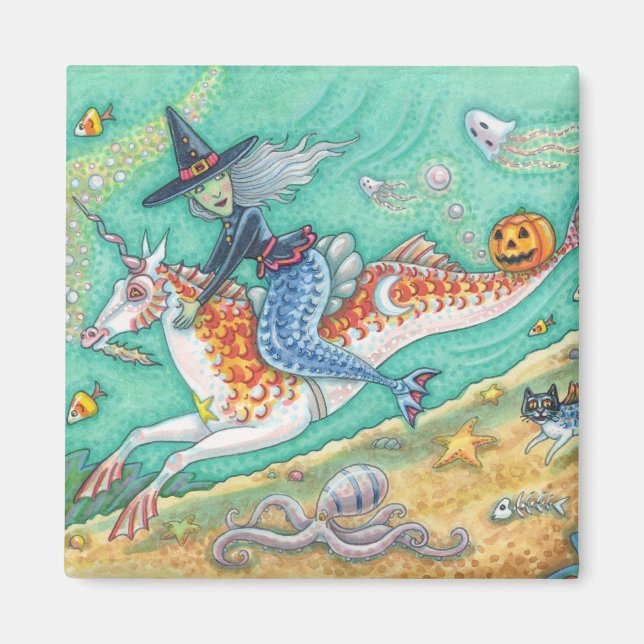 MERMAID WITCH, FANTASY MERHORSE HALLOWEEN MAGNET (Vorne)