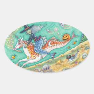MERMAID WITCH, HALLOWEEN MERHORSE FANTASY STICKERS
