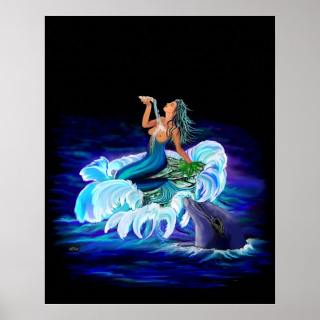 Mermaid with Dolphin Poster (Vorne)