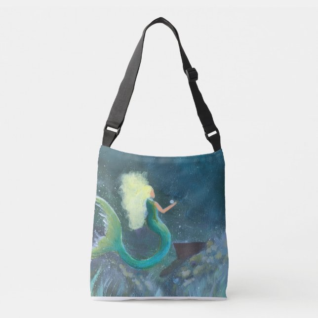 Mermaid with her pearl crossbody tote bag (Devant)