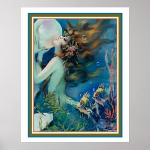 "Mermaid with Pearl" Art Deco von Henry Clive 16x2 Poster