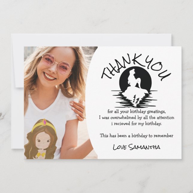 Mermaid Yellow Geburtstagsparty Danke Einladung (Vorderseite)