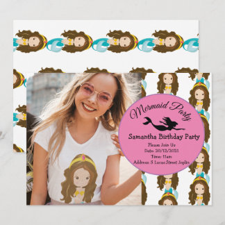 Mermaid Yellow Geburtstagsparty Einladung