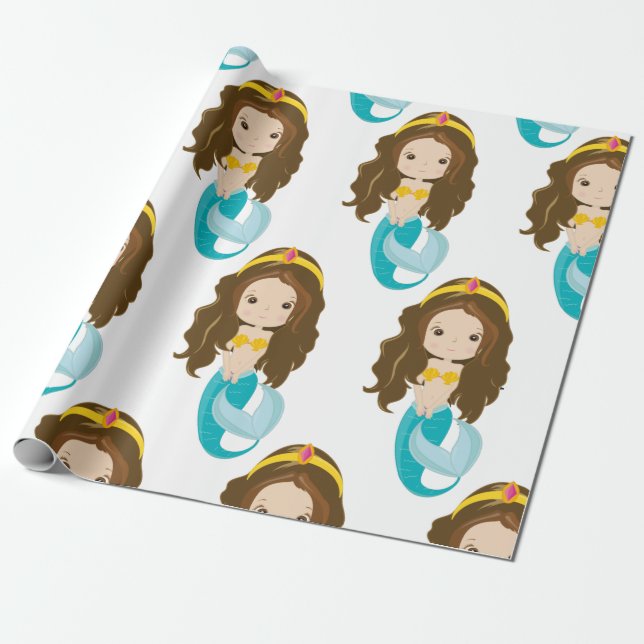 Mermaid Yellow Wrapping Geschenkpapier (Ungerollt)