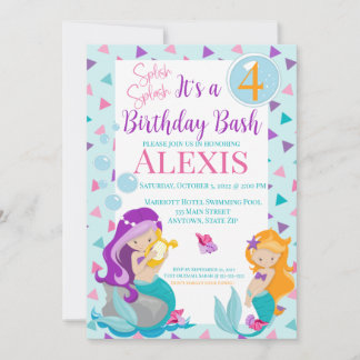 Mermaid zum Geburtstag Einladung, Pool-Party Einla Einladung
