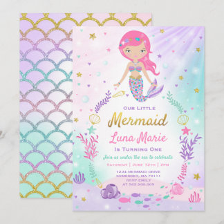 Mermaid zum Geburtstag Einladung unter dem Party