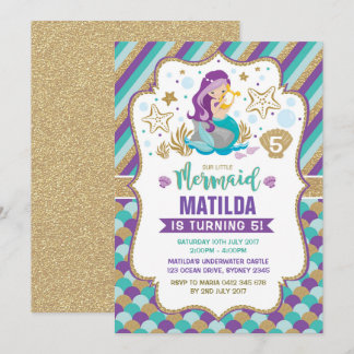 Mermaid zum Geburtstag Einladung unter dem Party