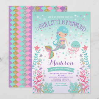 Mermaid zum Geburtstag Einladung unter dem Party