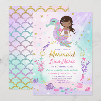 Mermaid zum Geburtstag Einladung unter dem Party