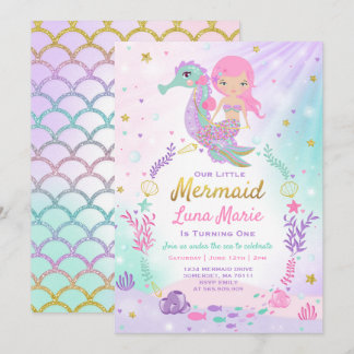 Mermaid zum Geburtstag Einladung unter dem Party