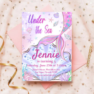 Mermaid zum Geburtstag Einladung unter dem Party