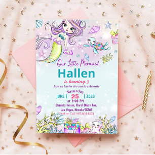 Mermaid zum Geburtstag Einladung unter dem Party
