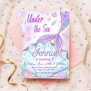 Mermaid zum Geburtstag Einladung unter dem Party