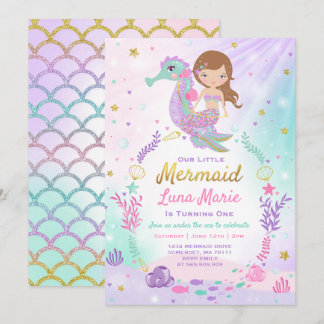 Mermaid zum Geburtstag Einladung unter dem Party