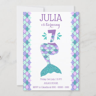 Mermaid zum Geburtstag Einladung unter dem Party