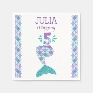 Mermaid zum Geburtstag Einladung unter dem Party Serviette