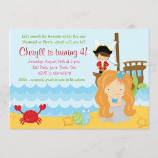 Mermaid zum Geburtstag Einladungen für Mädchen mit