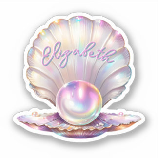 Mermaidcore Pastel Iridescent Pearl Clamshell Aufkleber