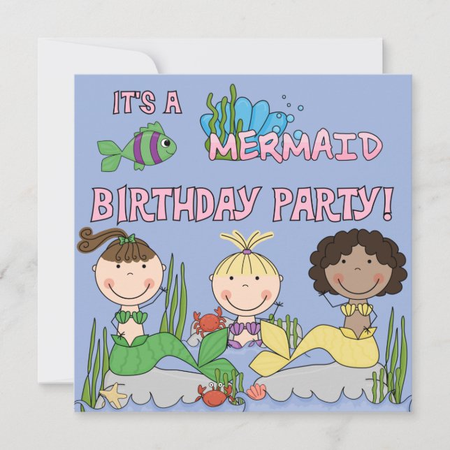 Mermaids (African American Girl) Einladung (Vorderseite)