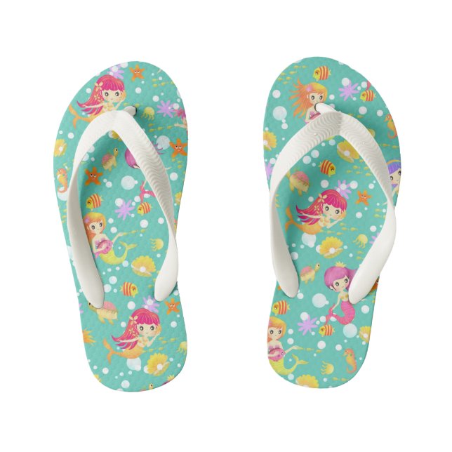 Mermaids Aquamarin Kinderbadesandalen (Fußbett)