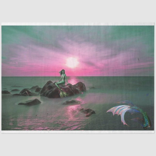 Mermaids bei Sunset Decoupage Tissue Seidenpapier (Vorderseite)