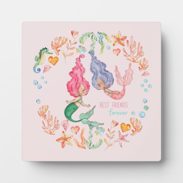 Mermaids Best Friends Forever BESTE FREUNDIN Perso Fotoplatte (Vorderseite)