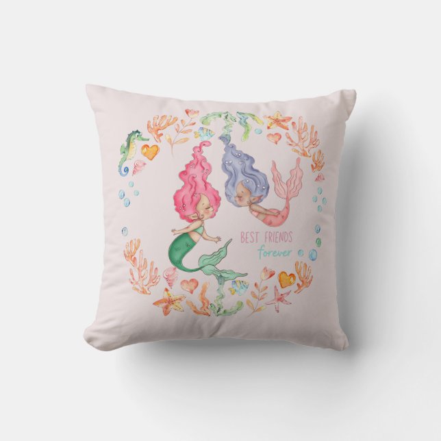 Mermaids Best Friends Forever BESTE FREUNDIN Perso Kissen (Vorderseite)