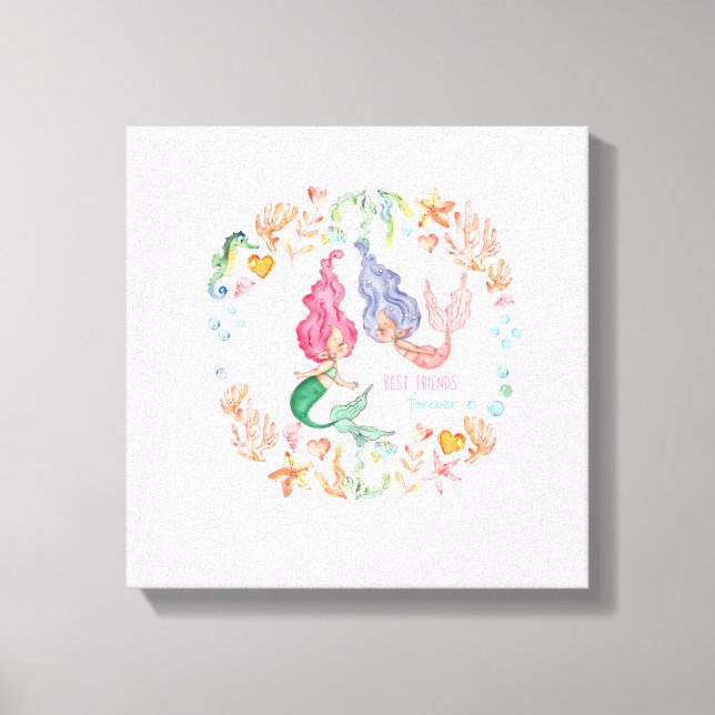 Mermaids Best Friends Forever BESTE FREUNDIN Perso Leinwanddruck (Vorderseite)