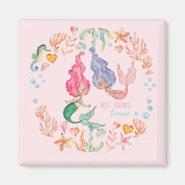 Mermaids Best Friends Forever BESTE FREUNDIN Perso Magnet (Vorne)