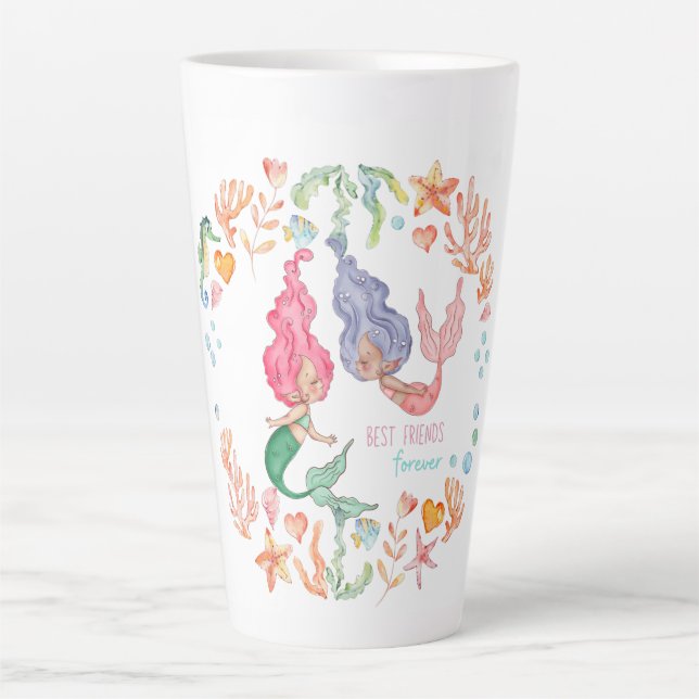 Mermaids Best Friends Forever BESTE FREUNDIN Perso Milchtasse (Vorderseite)