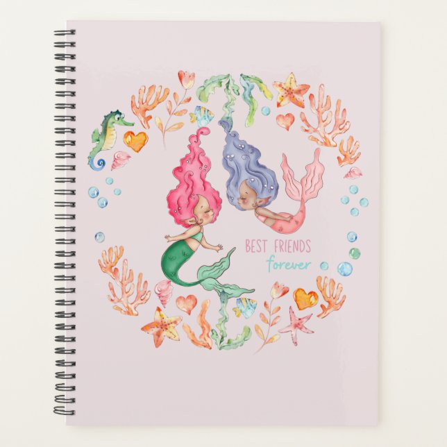 Mermaids Best Friends Forever BESTE FREUNDIN Perso Planer (Vorderseite)