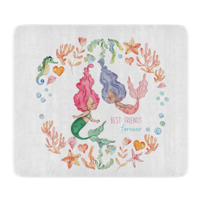 Mermaids Best Friends Forever BESTE FREUNDIN Perso Schneidebrett (Vorderseite)