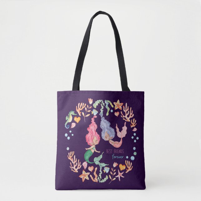 Mermaids Best Friends Forever BESTE FREUNDIN Perso Tasche (Vorderseite)