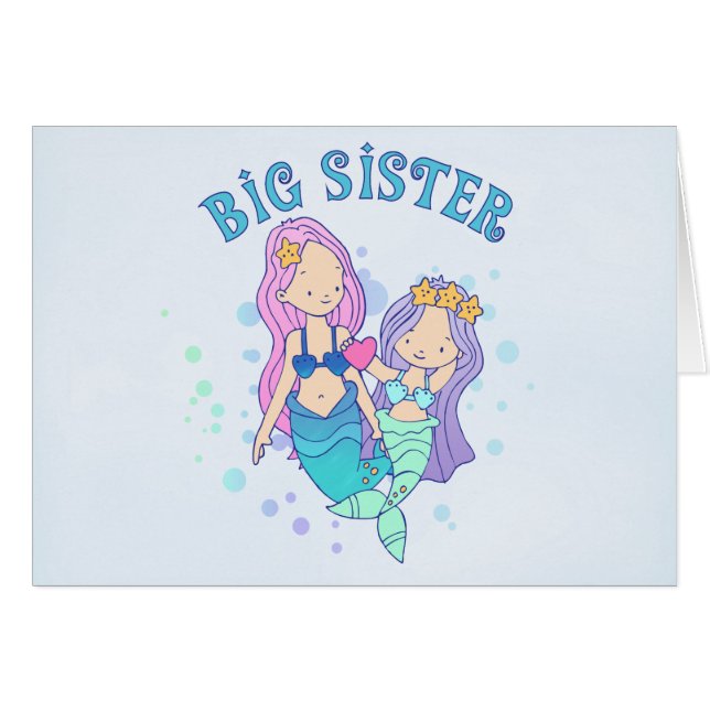 Mermaids Big Sister Blank Card (Vorderseite (Horizontal))