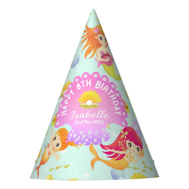 Mermaids Blue Partyhütchen (Vorderseite)