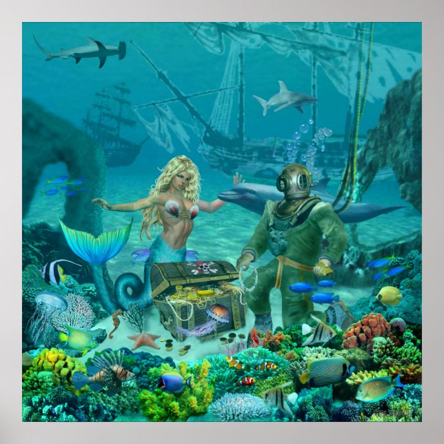 Mermaid's Coral Reef Treasure Poster (Vorne)