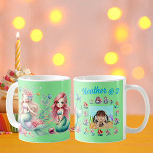Mermaids Custom Photo Mug Anniversaire de enfant F