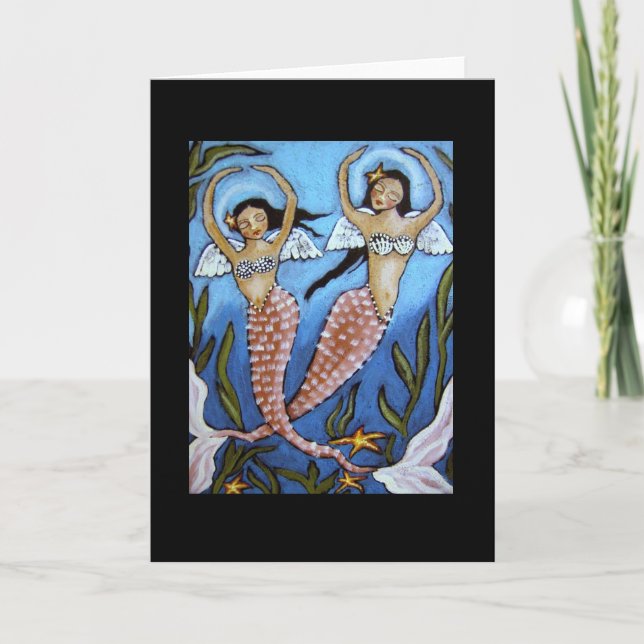 Mermaids Dance & Pray Blank Grußkarte Karte (Vorderseite)