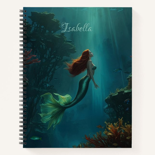 Mermaid's Dream Fantasy Art Underwater Scene Notizbuch (Vorderseite)