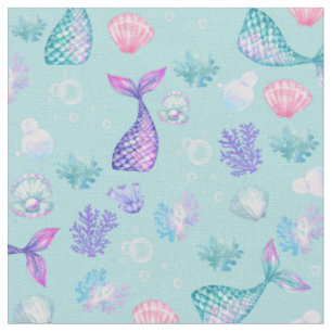 Mermaids Dream on Pale Turquoise Stoff