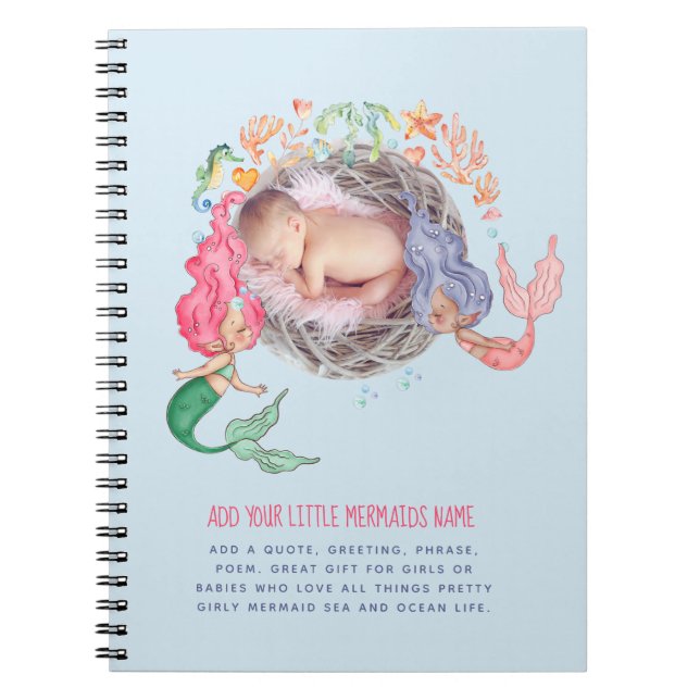 Mermaids FOTO Baby Erinnerungen Journal Notizblock (Vorderseite)