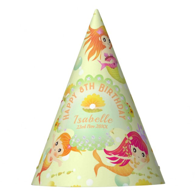 Mermaids Lemon Green Partyhütchen (Vorderseite)