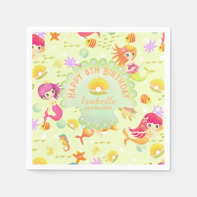 Mermaids Lemon Green Serviette (Vorderseite)