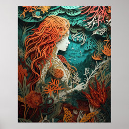 Mermaids mit 3D-Effekt-Papier schneiden Poster