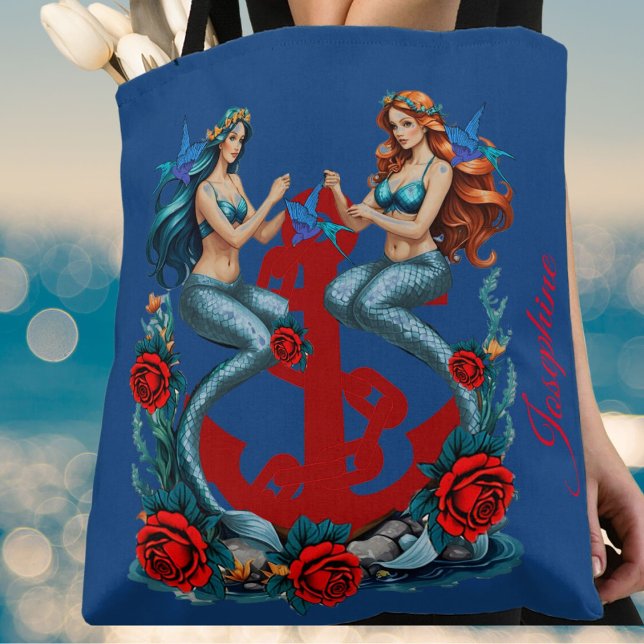 Mermaids Nautical Vintag Blue Tasche (Von Creator hochgeladen)
