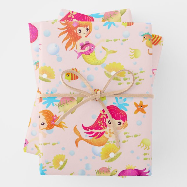 Mermaids Peach Pink Geschenkpapier Set (Beispiel)