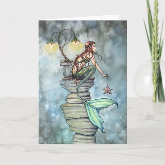 Mermaid's Perch Grußkarte von Molly Harrison Karte (Vorderseite)